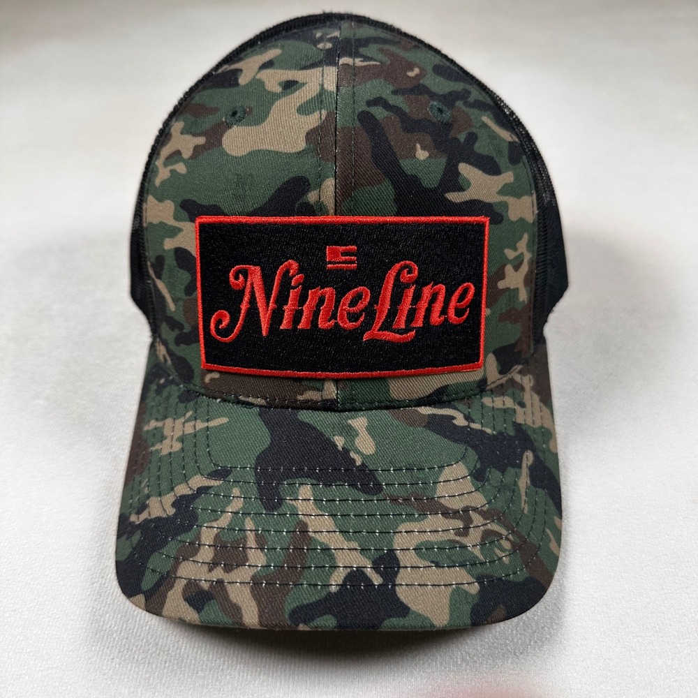 Nine Line Apparel Trucker Hat Mens OSFM Camo Black Mesh Snapback Patriotic Cap